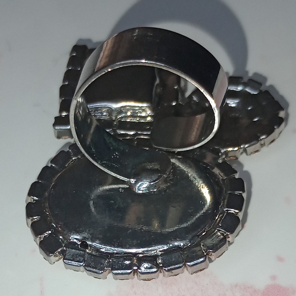 Bold Silver Tone Statement Ring - image 6